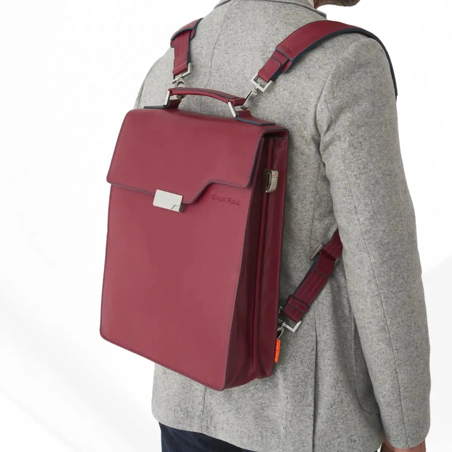 Deep Red Leather Backpack Evan Red