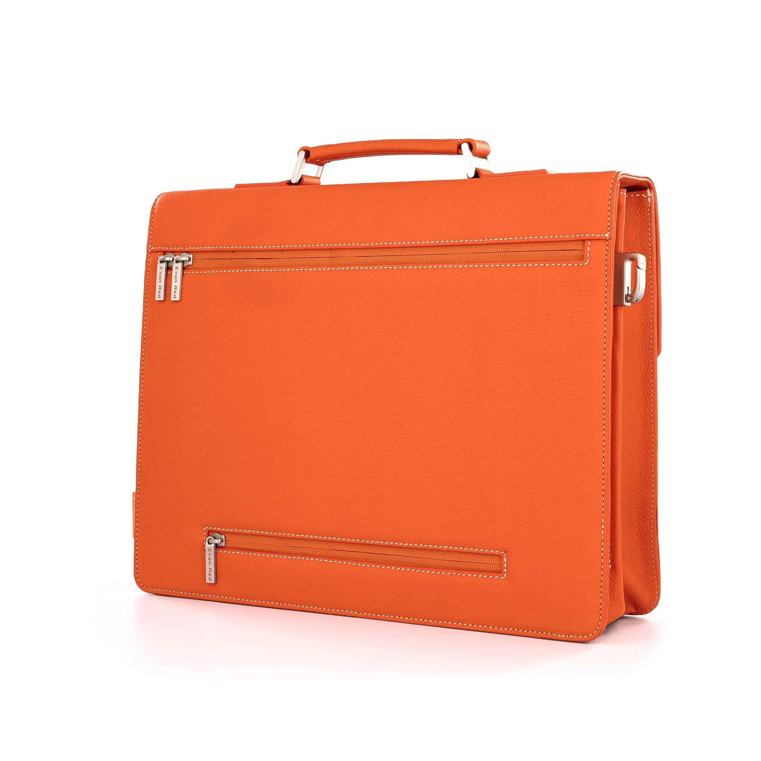 Dutch Orange Leather Briefcase Evan Red