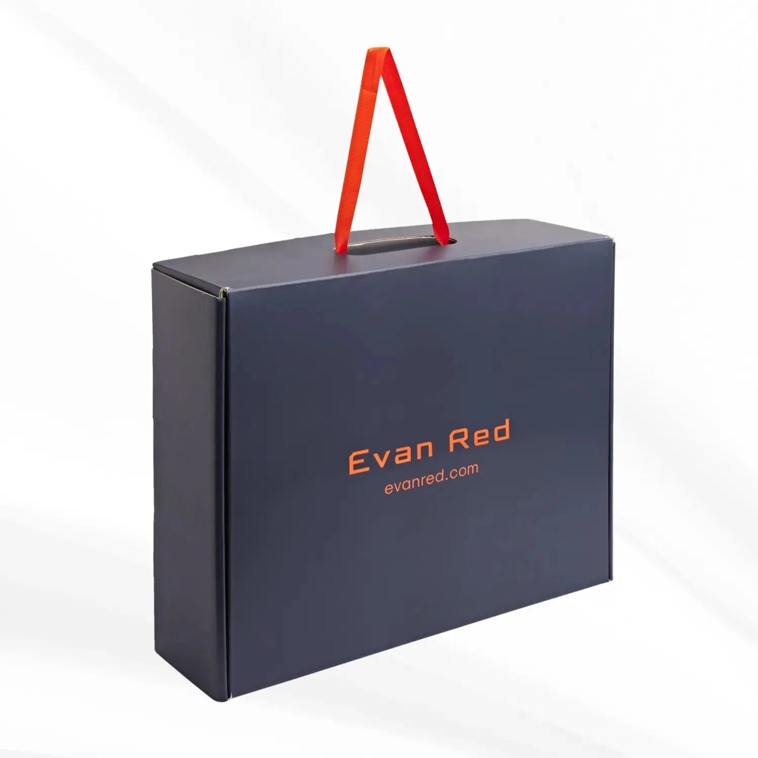 Navy Blue Leather Briefcase Evan Red