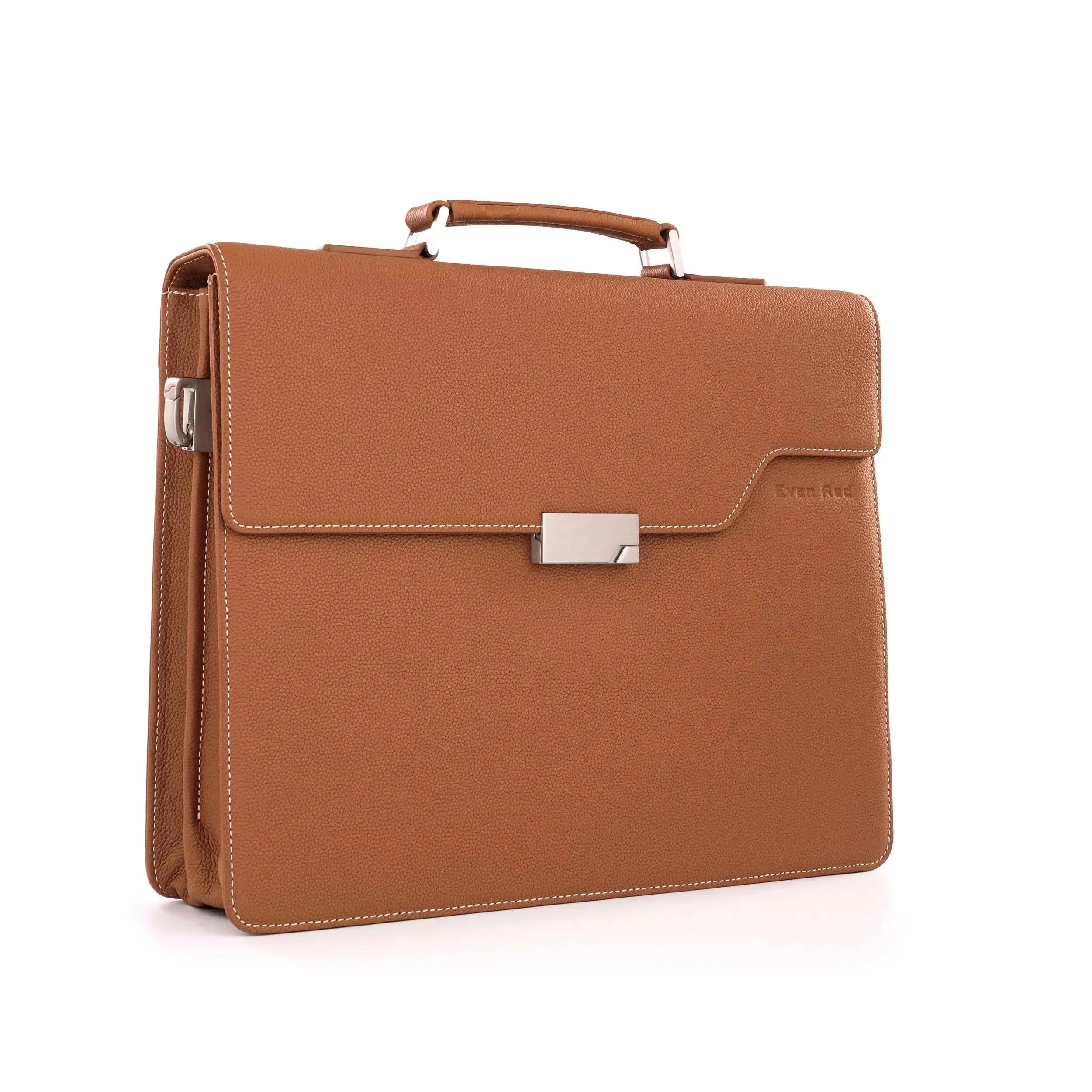 The Classic Briefcase - Tan Evan Red