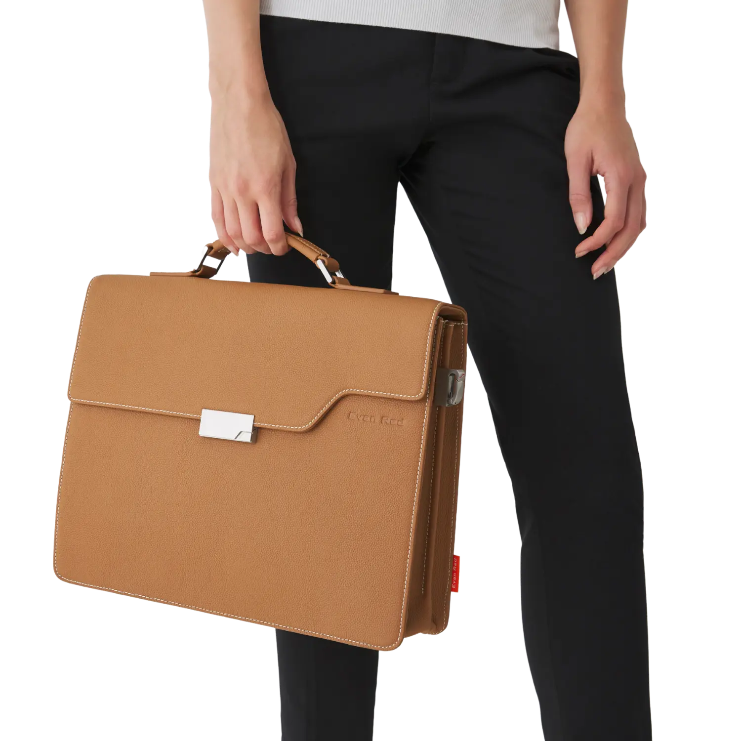 The Classic Briefcase - Tan Evan Red